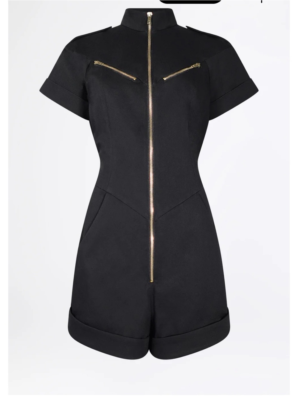 Esther Perbandt Marfa Overalls Black Zip-Front Short Sleeve Romper 36 - Picture 2 of 16